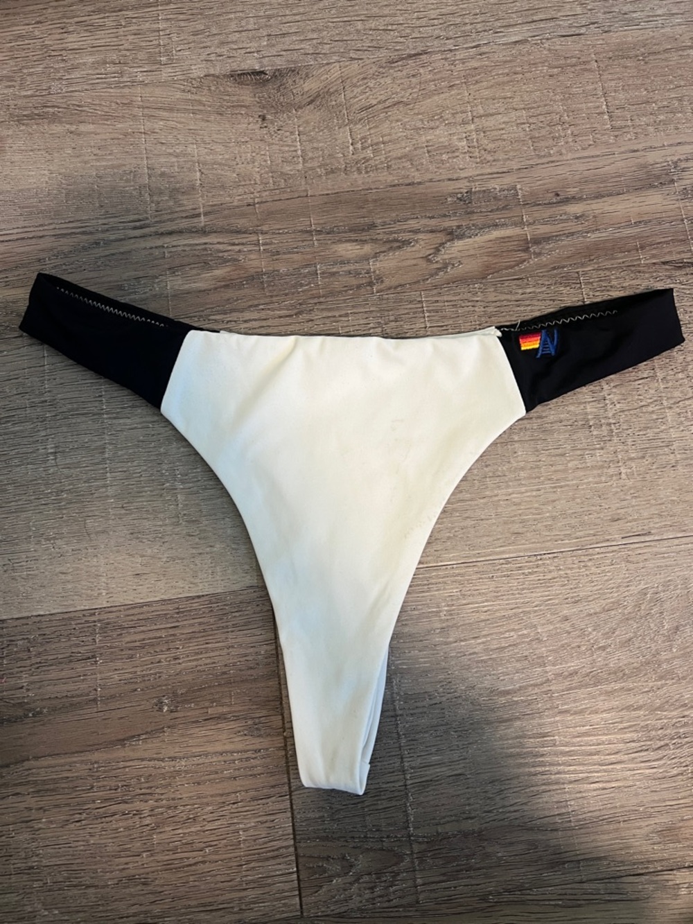 Aviator nation Colorblock White & Black cheeky Bikini Bottom